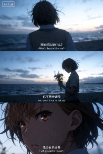 用AI生成的海边氛围三宫格，怎么内容变得越来越抽象了？